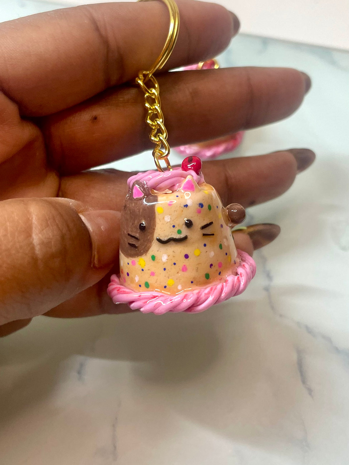 Funfetti Kitty Cake Key/Bag Charm